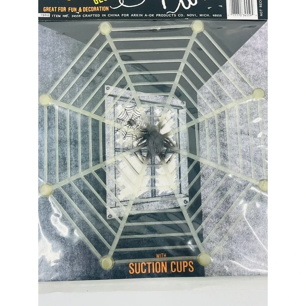 Arkin A-OK Toys NOS Glow-in-the-Dark Spider Webs Suction Vintage 1988 3x 2 Packs